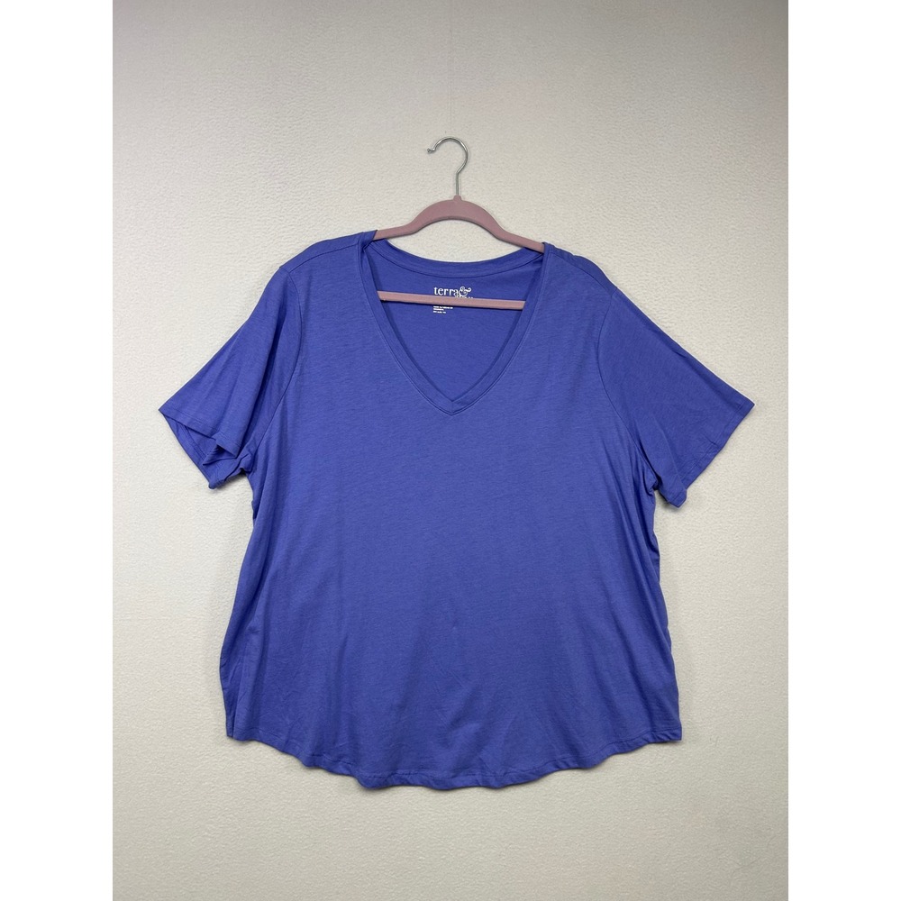 Casual Basic Terra & Sky Womens 2X Purple V-Neck Short Sleeve T-Shirt
